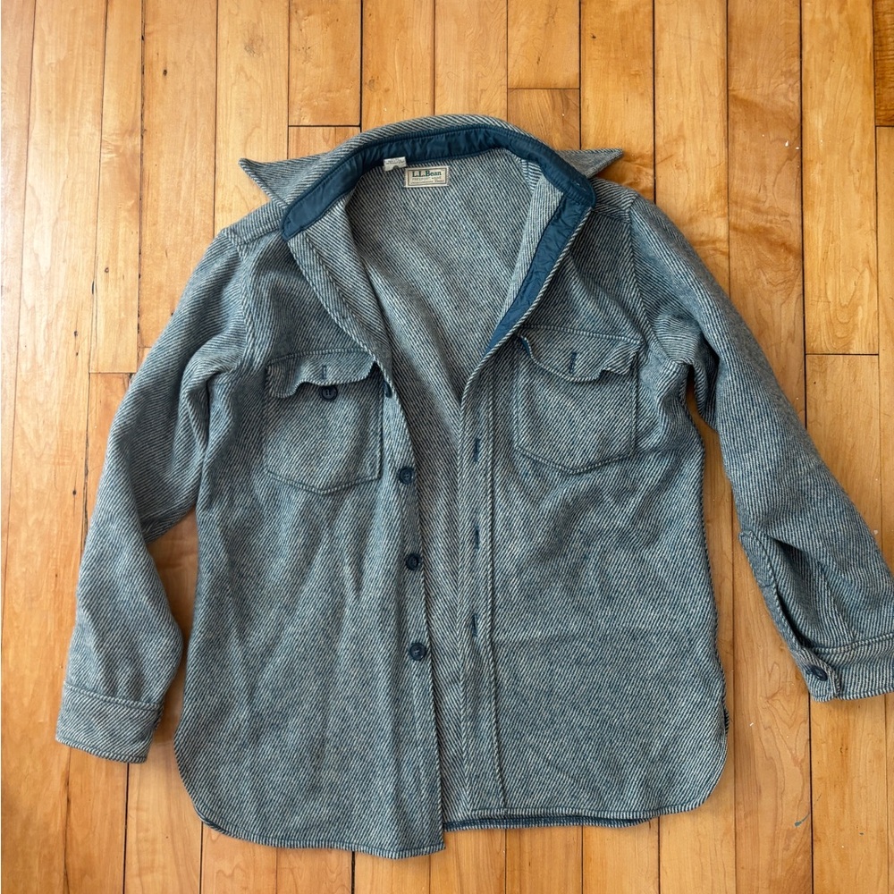 vintage ll bean green wool shirt jacket